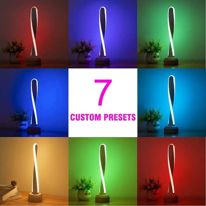 Table Lamp RGB Wood lamp Bedside Lamp 16 Color-Changing Light, Natural Beech Night Light for Living Rooms and Bedrooms Creative Home Decor, Unique House warmging Gift(US-LX-RGB)
