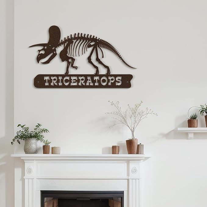 SIGNLEADER Metal Wall Art Decor Triceratops Minimalist Modern Abstract Wall Sculpture Hangings Home Decoration for Living Room, Bedroom, Bathroom, Kitchen, Outdoor - 18" Bronze
