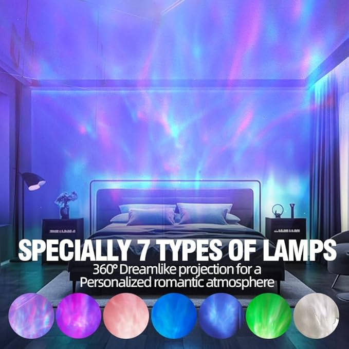 Northern Lights Projector, Night Light Projector for Bedroom Built-in Bluetooth Speaker, White Noise, Shell Night Light for Room Decor/Gift for Kids/Party/Music/Relaxation/Valentines Day Gifts