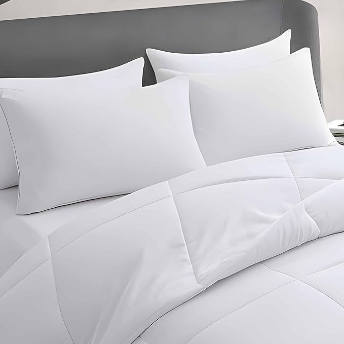 Ultra Thin Flat Soft Bed Pillows Queen Size Set of 2 Pack for Sleeping 20"x30", Hypoallergenic Skin Friendly Machine Washable