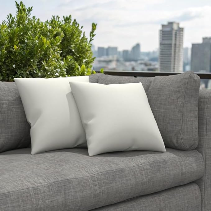 Covers & All Sunbrella Indoor/Outdoor Throw Pillows, Square Throw Pillows Inserts with Covers Set of 2 (Canvas Natural, 16x16)