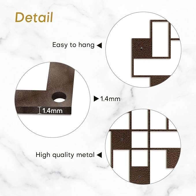 SIGNLEADER Metal Wall Decor Grids Geometric Minimalist Modern Luxury Wall Sculpture Hangings 3D Statue Home Decoration for Living Room, Bedroom, Bathroom, Kitchen, Fireplace, Office - 24" Bronze