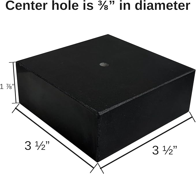 Premium Black Marble Display Base with Center Mount Hole – Polished Stone Pedestal Stand for Sculpture, Statue, Art, Awards, Lamps & Decor (3 1/2x3 1/2x1 7/8")