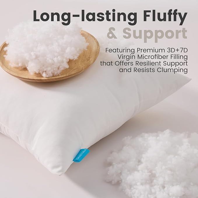 QUIETSEA 20x20 Pillow Inserts, 2 Pack Down Alternative Throw Pillow Inserts, Fluffy Soft Square Decorative Pillows for Bed, Couch and Sofa