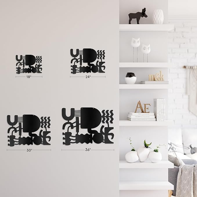 SIGNLEADER Metal Wall Decor Matisse Picasso Minimalist Modern Luxury Wall Sculpture Hangings 3D Statue Home Decoration for Living Room, Bedroom, Bathroom, Kitchen, Fireplace, Office - 18" Black