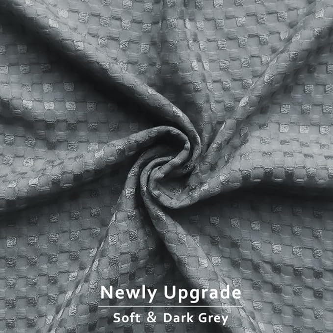 MIYE Pleated Waffle Weave Bed Skirt, Tailored Dust Ruffle 14 Inch Drop Easy Fit, Machine Washable (Dark Grey, Queen - 14" Drop)