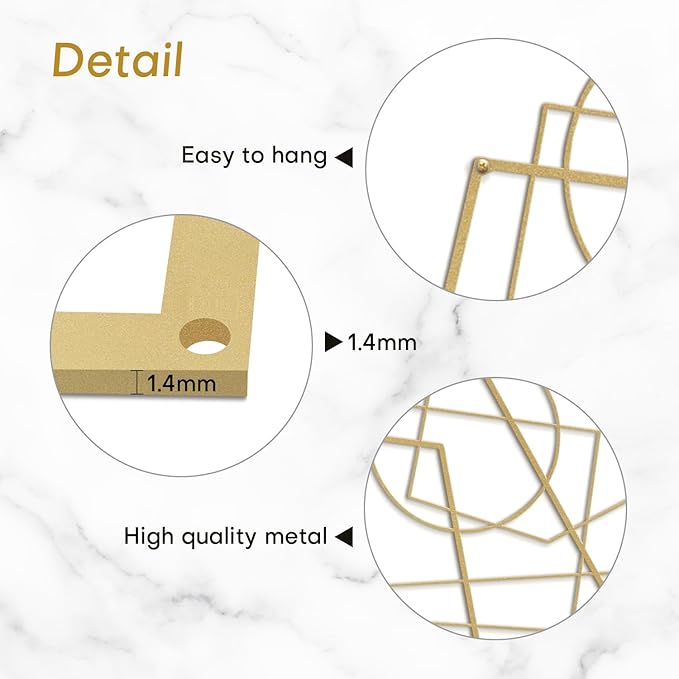 SIGNLEADER Metal Wall Decor Linear Abstract Picasso Minimalist Modern Luxury Wall Sculpture Hangings 3D Statue Home Decoration for Living Room, Bedroom, Bathroom, Kitchen, Fireplace, Office - 18" Gold