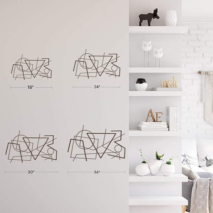 SIGNLEADER Metal Wall Decor Linear Abstract Picasso Minimalist Modern Luxury Wall Sculpture Hangings 3D Statue Home Decoration for Living Room, Bedroom, Bathroom, Kitchen, Fireplace, Office - 24" Bronze