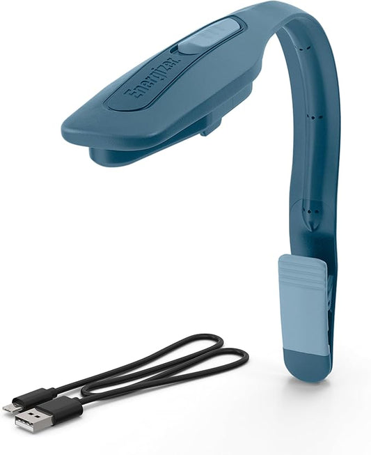 Energizer Flex-R LED Rechargeable Book Light for Reading in Bed, Reading Light with Warm LED Color, Long-Lasting and Lightweight,Blue
