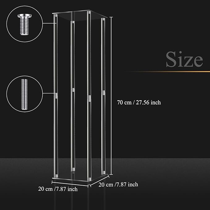 Geetery 6 Pieces Tall Acrylic Vase Wedding Centerpieces Clear Flower Stand Column Geometric Floral Vase Elegant Display Holder for Birthday Party Wedding Table Decorations (28 Inch)