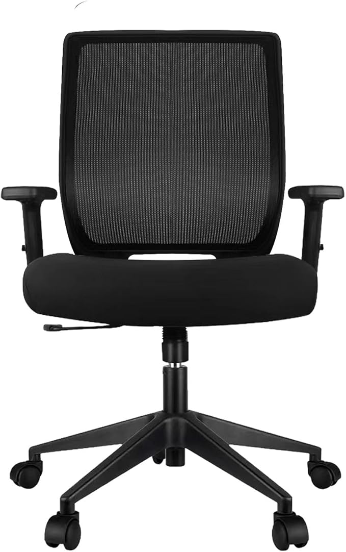 Schwake Ergonomic Office Chair Home Mesh Desk Chair with Adjustable Arms - Mid Back Computer Chairs for Adults - Swivel Task Chair Comfortable for Home Office (Black)