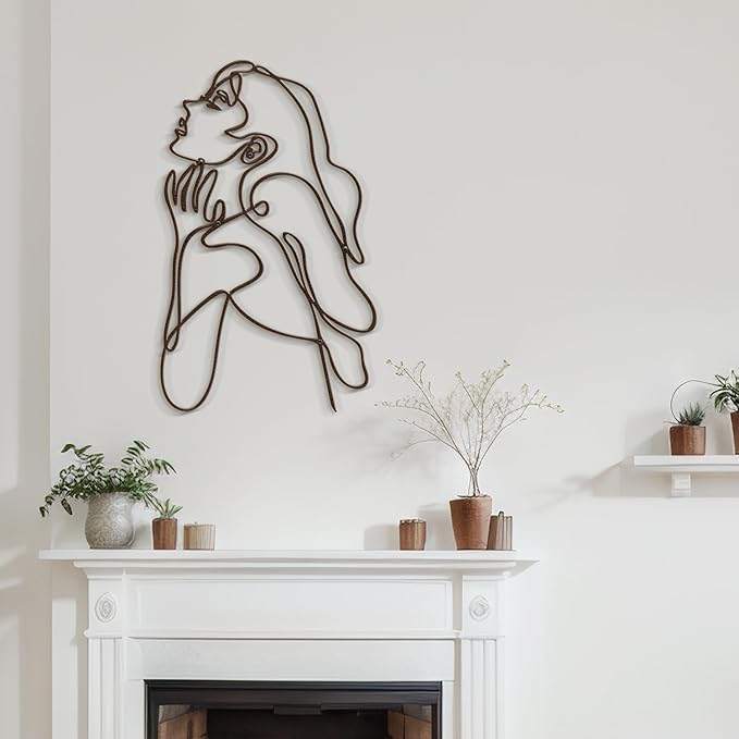 SIGNLEADER Metal Wall Art Decor Body Line Woman Body Drawing Line Modern Abstract Wall Sculpture Hangings Home Decoration for Living Room, Bedroom, Bathroom, Kitchen, Outdoor - 18" Bronze
