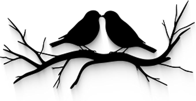 GlintHome Black Metal Wall Art Bird on Tree Branch Silhouette Bird Art Decor for Living Room Garden Bedroom Office Home Wall Decor