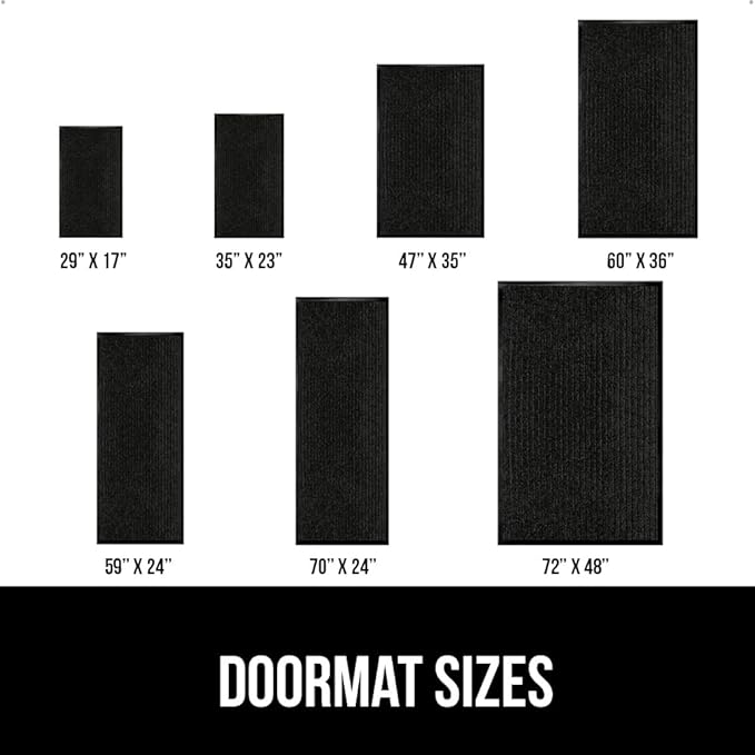 GORILLA GRIP Waterproof Traffic Guard Door Mat, 2 Pack Heavy Duty Entryway Mats, Strong Backing Commercial Utility Rugs for Office Hallway, Garage Floor and Home, Low Profile Carpet, 29x17, Black