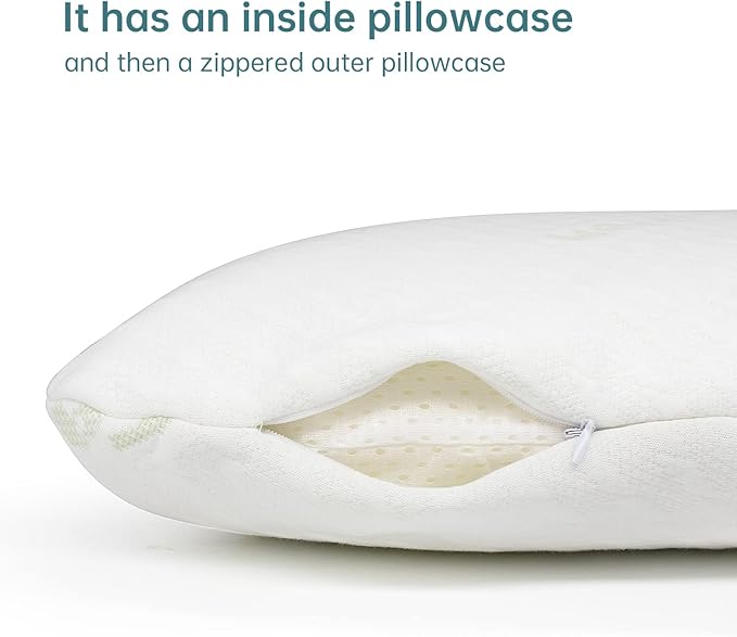 Talalay Natural Latex Sleeping Pillow, Medium Firmness Standard Pillow for Side, Back, and Stomach Sleepers to Get a Restful Sleep