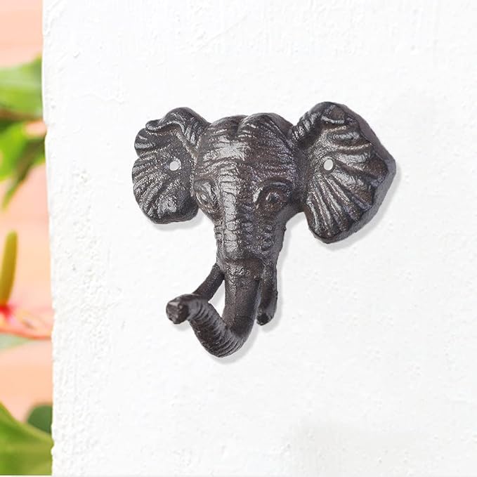 Retro cast Iron Hook Elephant Hook Creative Wall Hook Wall Hanging Coat Hook Key Hook 1Pcs Heavy Wrought Iron Decoration (A)