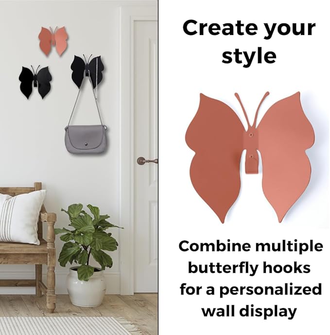 Butterfly 3D Wall Hooks for Bedroom. Wall-Mounted Butterfly Design, add a Playful Touch While stylishly Holding Coats, Backpacks, Purses, Jewelry, and Towels