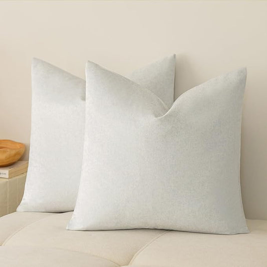 a moment Pack of 2 White Stain-Resistant Throw Pillow Covers Pet-Friendly Pillowcases Cushion Covers for Sofa Couch Bed Outdoor Waterproof 20x20 Inch