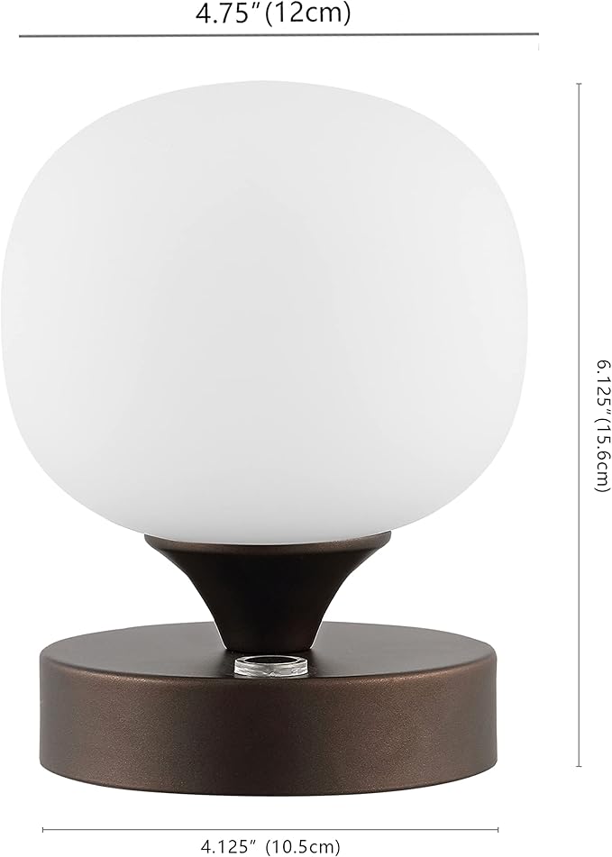 JONATHAN Y JYL7112A Owen 6.13" Bohemian Farmhouse Iron Rechargeable Integrated LED Table Lamp Contemporary Bedside Desk Lamp for Bedroom Living Room Office, Oil Rubbed Bronze/White