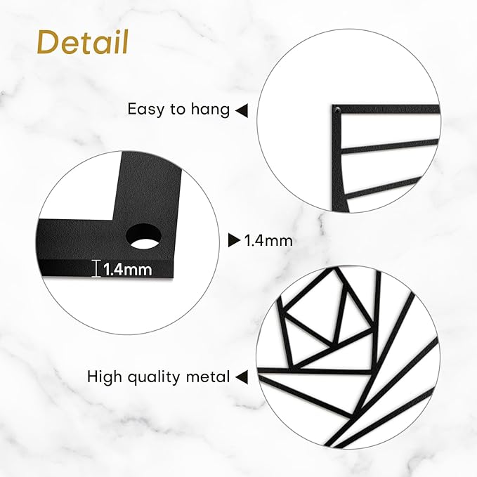 SIGNLEADER Metal Wall Decor Spiral Lines Minimalist Modern Luxury Wall Sculpture Hangings 3D Statue Home Decoration for Living Room, Bedroom, Bathroom, Kitchen, Fireplace, Office - 18" Black