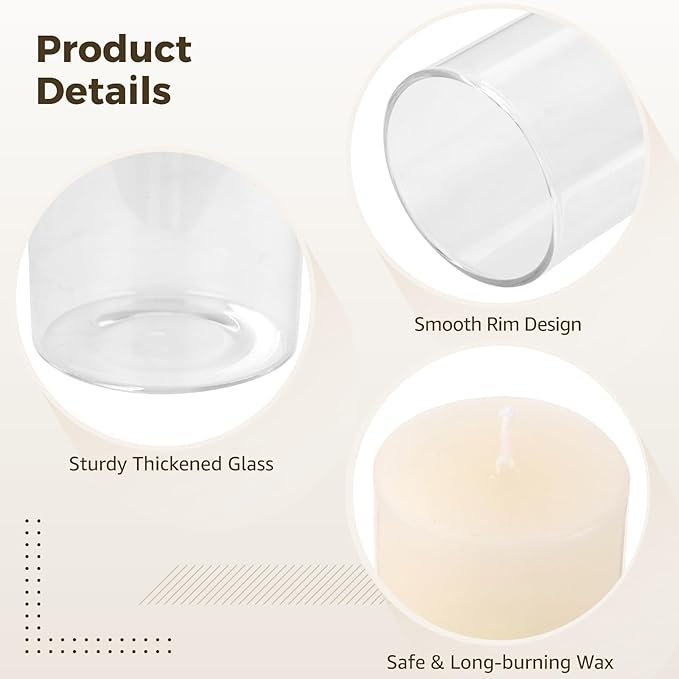 12 Sets Pillar Candles with Glass Cylinders Vases 3 Sizes - Slim Hurricane Glass Candle Holders, Transparent Cylinder Vases, Romantic Centerpiece Decor for Wedding, Party, Dining Table