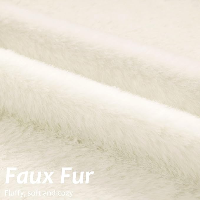 Pallene Faux Fur Plush Spring Throw Pillow Covers 26x26 Set of 2, Soft Fluffy Couch Pillow Covers for Living Room, Cream White