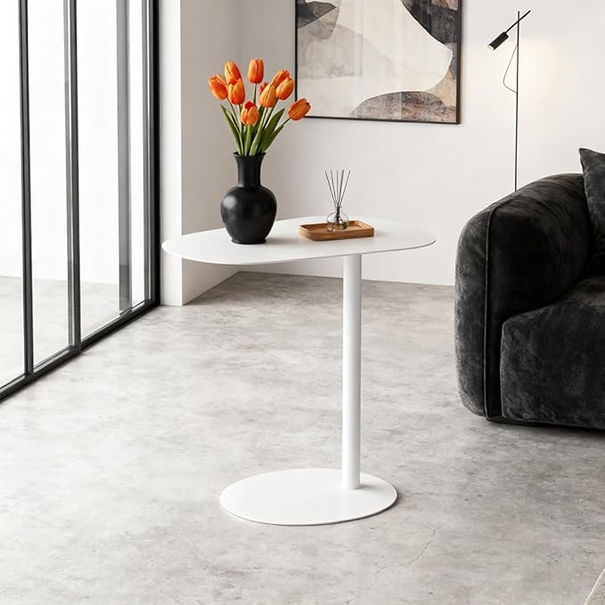 C Shaped Side Table End Coffee Tables, Aesthetics Minimalist Accent Tables, Multifunction Oval Metal Side Tables for Living Room Bedroom Sofa Balcony Couch Patio Yard Garden Indoor & Outdoor