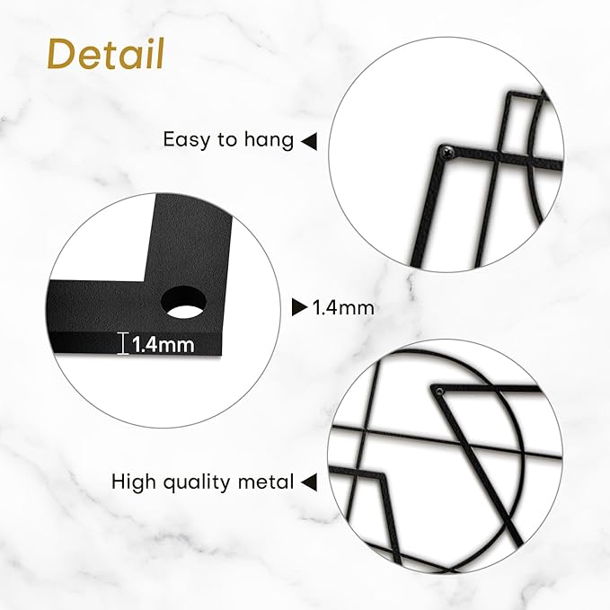 SIGNLEADER Metal Wall Decor Linear Abstract Picasso Minimalist Modern Luxury Wall Sculpture Hangings 3D Statue Home Decoration for Living Room, Bedroom, Bathroom, Kitchen, Fireplace, Office - 18" Black