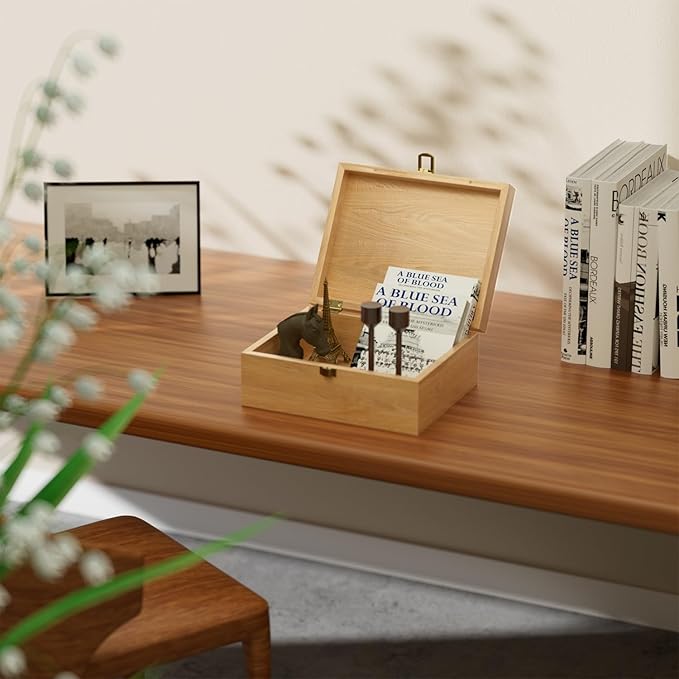 Memory Keepsake Wooden Box, Floral Heart Engraved Keepsake Boxes with Lids, Memory Box for Keepsakes for Anniversary, Wedding, Memory, Birthday, Valentines Day, Wood Box for Office or Home