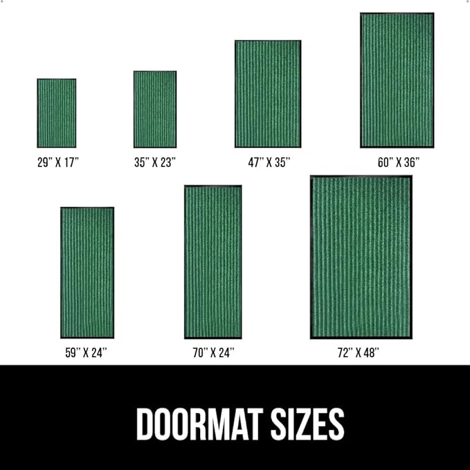 GORILLA GRIP Waterproof Traffic Guard Door Mat, 47x35, Heavy Duty Entryway Mats, Strong Backing Commercial Utility Rugs for Office Hallway, Garage Floor and Home, Low Profile Carpet Runner, Green