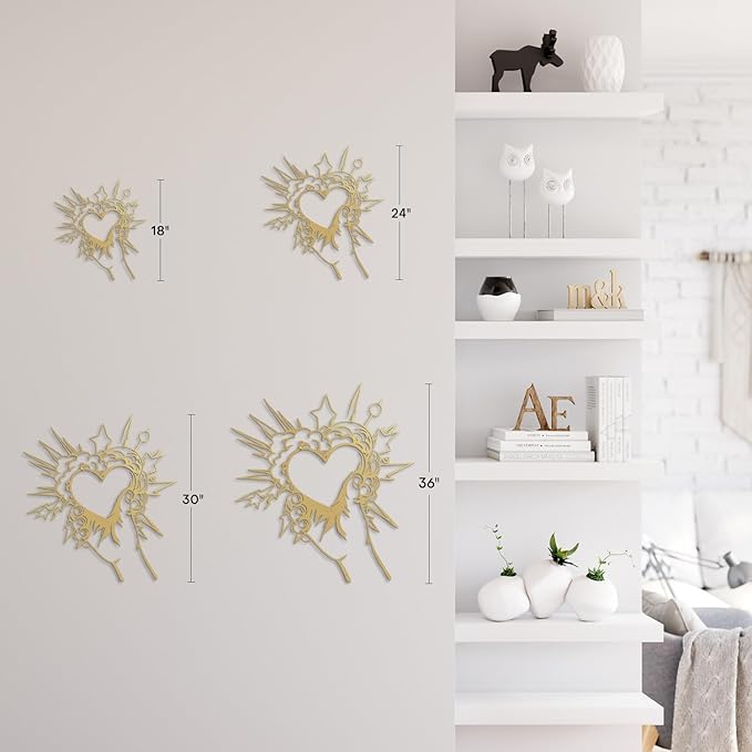 SIGNLEADER Metal Wall Art Decor I Love You Heart Modern Abstract Wall Sculpture Hangings Home Decoration for Living Room, Bedroom, Bathroom, Kitchen, Outdoor - 18" Gold