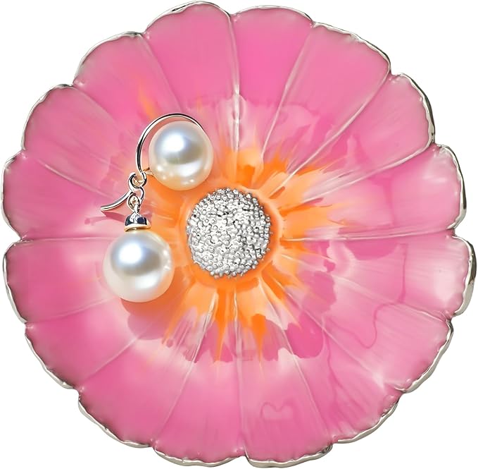LARAINE Jewelry Dish Display Trinket Tray Flower Home Decorative Organizer Gift Necklace Earring Rings Holder Storage 3.15" (Pink)