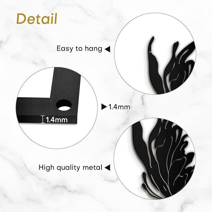 SIGNLEADER Metal Wall Art Decor All Black Flying Bird Minimalist Modern Abstract Wall Sculpture Hangings Home Decoration for Living Room, Bedroom, Bathroom, Kitchen, Outdoor - 18" Black