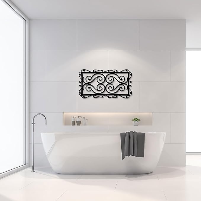 GlintHome Black Metal Wall Art for Living Room - Abstract Modern Wall Sculpture Textured Artwork Minimalist Geometric wall Decor for Bedroom Bathroom Living Room Home