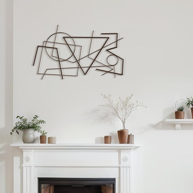 SIGNLEADER Metal Wall Decor Linear Abstract Picasso Minimalist Modern Luxury Wall Sculpture Hangings 3D Statue Home Decoration for Living Room, Bedroom, Bathroom, Kitchen, Fireplace, Office - 18" Bronze