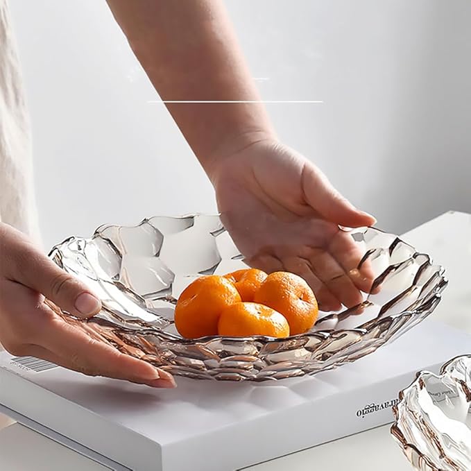 2 Pack Glass Fruit Bowl, Fruit Basket Holder, Crystal Fruit Bowl, Dessert Plate,Decorative Pedestal Bowl,for Table Décor for Home,Office, Wedding Decor, Fruit, Snack, Dessert(Large,Amber)