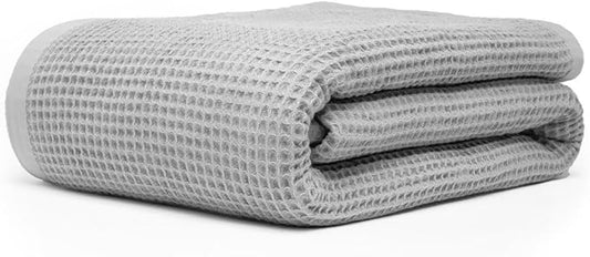 9Threads GOTS Certified Organic Cotton Waffle Weave Blanket, King Bed Size,108"X90" Cozy Throw Blanket for Couch, Modern Home Decor, Throw Blankets,Waffle Blanket, Soft Bed Blankets -Scottish Grey