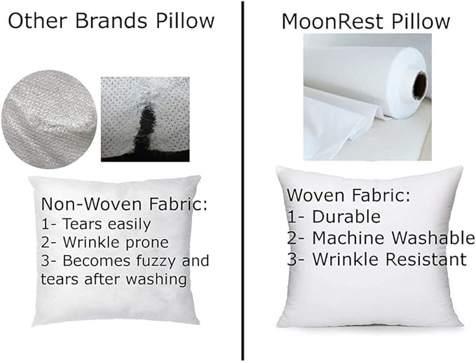 MoonRest® 20x26 Inch Down Alternative Bed Sleeping Pillows - Hotel Quality%100 Cotton Cover Comfort and Support - Hypoallergenic - Standard - 20x26 Inch