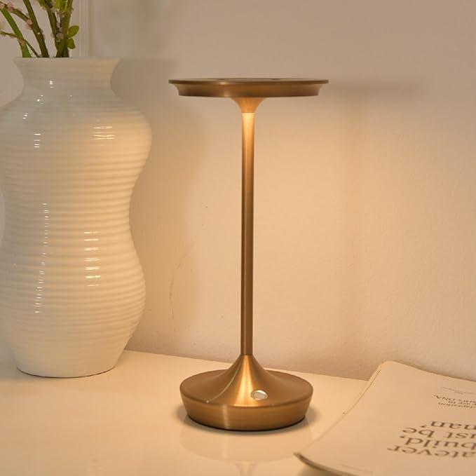 Cordless Table Lamp Rechargeable - LED Battery Operated Touch Lamps,Portable 3 Color Dimming Waterproof Light for Patio/Restaurant/Dining/Outdoor (Titanium2)