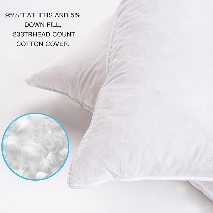 ANT-HOME 12"x20" Pillow Inserts Soft Feather Pillow Set of 2 Indoor Decorative Sofa Down Pillows Bed Pillows Couch Pillow