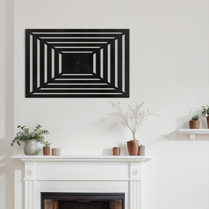 SIGNLEADER Metal Wall Decor Rectangles Gradient Minimalist Modern Luxury Wall Sculpture Hangings 3D Statue Home Decoration for Living Room, Bedroom, Bathroom, Kitchen, Fireplace, Office - 24" Black