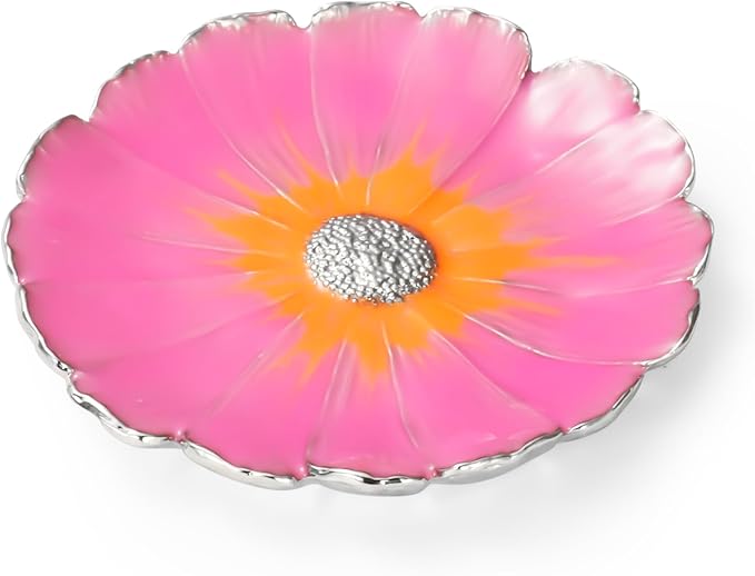 LARAINE Jewelry Dish Display Trinket Tray Flower Home Decorative Organizer Gift Necklace Earring Rings Holder Storage 3.15" (Pink)