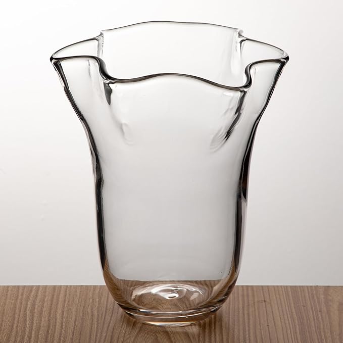 8 inch Clear Glass Vases Flower Vases for Centerpiece, Large Crystal Vases for Flowers Wide Mouth Vase for Home Office Living Room Shelf Wedding Decor (Clear)