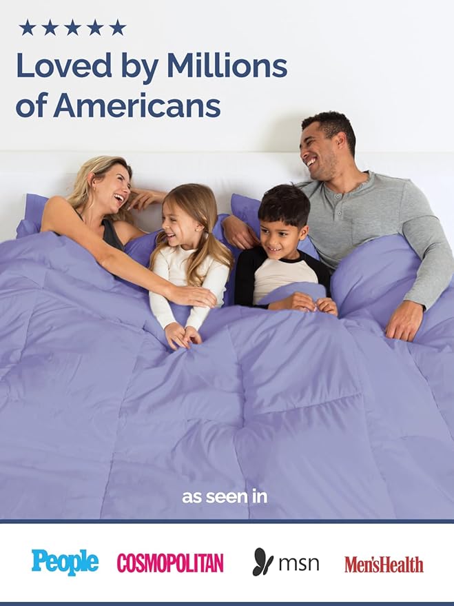 King Size, Lavender Alternative Down Comforter - Warm & Lightweight, Luxury and Breathable Hotel Quality Bedding Set - All Season Fluffy and Cozy Oversized Cooling Microfiber Duvet Insert Comforter