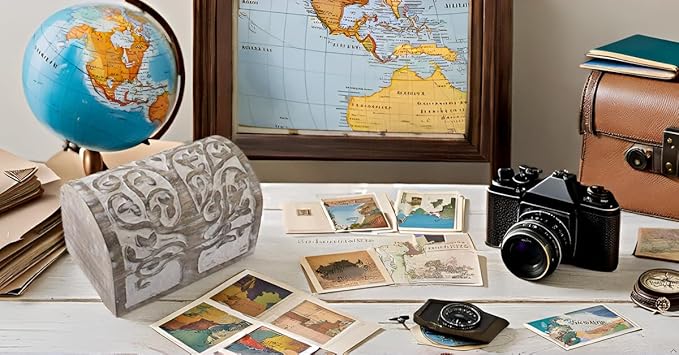 Great Birthday Gift Ideas Handmade Decorative Wooden Jewelry Box With Tree of Life Carvings Jewelry Organizer Keepsake Box Treasure Chest Trinket Holder Watch Box Storage Lock Box (White)
