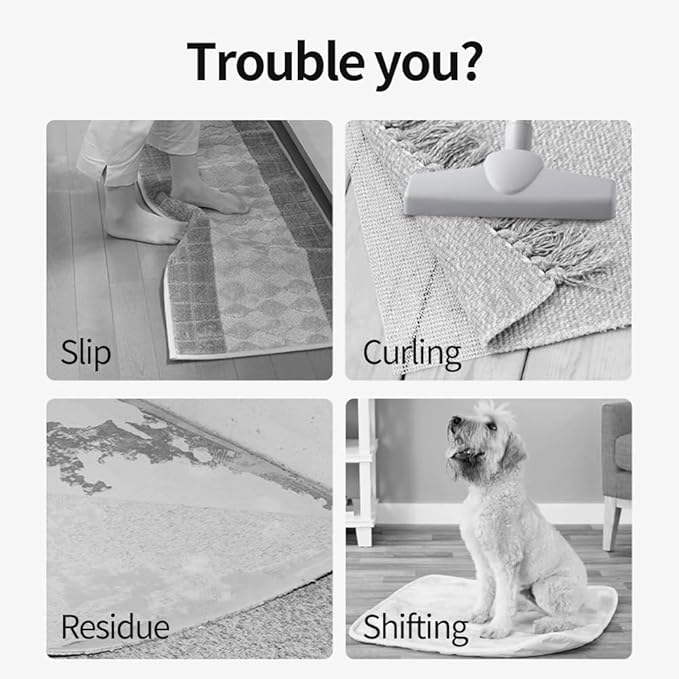 Anti Slip Carpet Grips 8 Pcs Vacuum Technology Carpet Gripper for Hardwood Floors Anti Curling Rug Pad Grippers Washable Non Slip Area Rug Stopper
