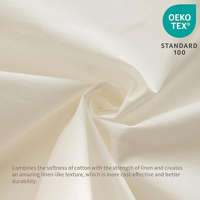 BISELINA French Linen Bed Skirt with Pleated Frills 18-Inch Tailored Drop Natural Flax Cotton Blend Dust Ruffle Soft Cozy Farmhouse Bedding (18" Full, Ruffle White)