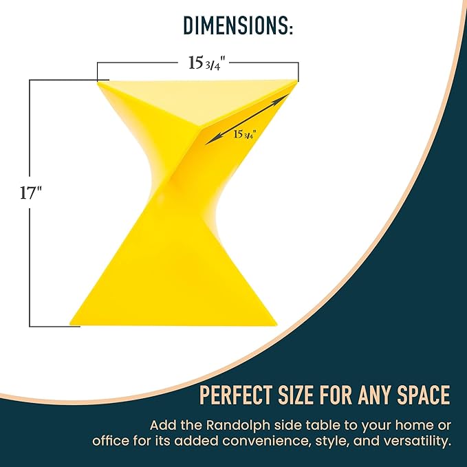 LeisureMod Modern Accent End Table - Stylish Yellow Side Vanity Table for Living Room & Bedroom