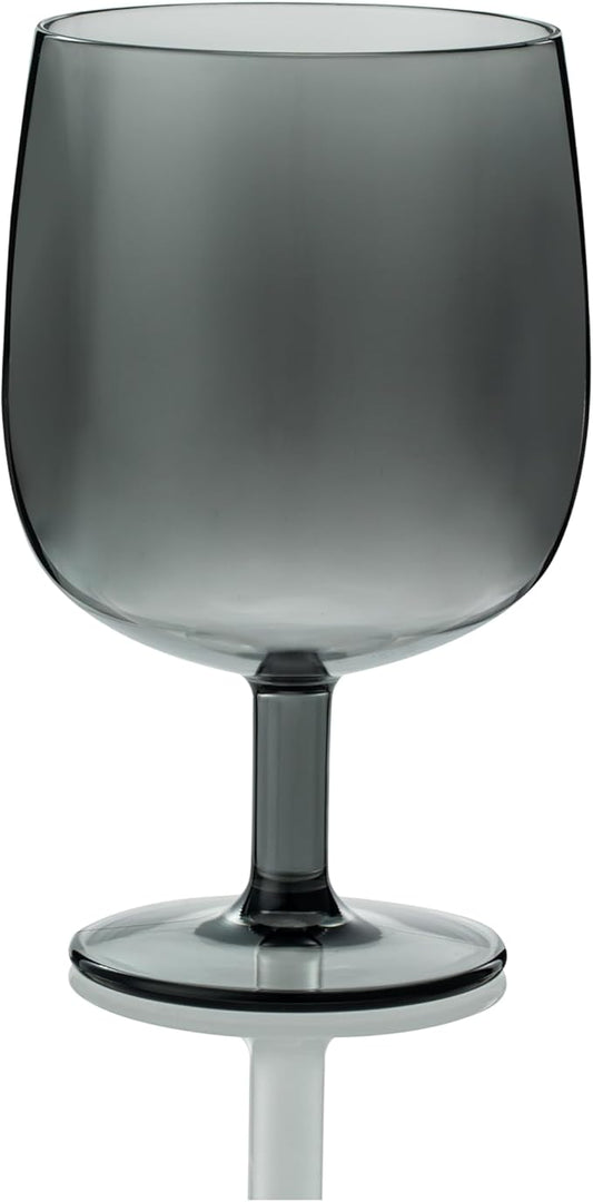 KX-WARE Classic Acrylic All-Purpose Wine Glasses, 12-ounce Plastic Stem Wine Glasses, set of 6, Grey