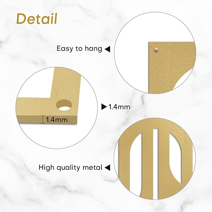 SIGNLEADER Metal Wall Decor Interlocking Abstract Geometric Minimalist Modern Luxury Wall Sculpture Hangings 3D Statue Home Decoration for Living Room, Bedroom, Bathroom, Kitchen, Fireplace, Office - 18" Gold